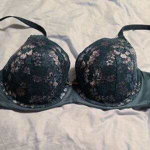 Victoria's Secret Teal and Silver Lace Bra